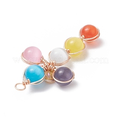 Brass Wire Wrapped Cat Eye Big Pendants&nbsp;PALLOY-TA00035