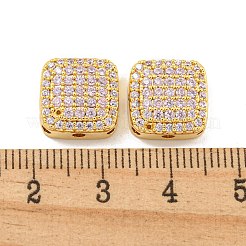 真鍮製マイクロパヴェキュービックジルコニア連バー  正方形  18KGP本金メッキ  ミスティローズ  12x12x5.3mm  穴：1.6mm&nbsp;KK-B096-16G-02