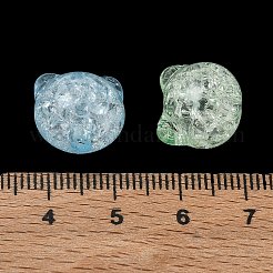 クリアクラックアクリルビーズ  猫  ミックスカラー  13x14x11.5mm  穴：3mm  約395個/500g&nbsp;AC-CBA4496-11