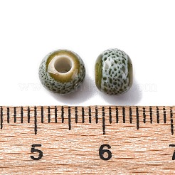 手作りの陶器ビーズ  ラウンド  紺碧  6~7x5~6mm  穴：2mm&nbsp;PORC-D300-A28