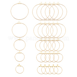 304ステンレスペンダント  フープピアスパーツ  リング  ゴールドカラー  23.5x21~23x1.5mm / 29~30x26.5x1.5mm / 36x33x1.5mm / 44x40x1.5mm / 49x45x1.8mm  穴：1mm  ピン：0.7mm  30個/セット&nbsp;STAS-CJ0007-02