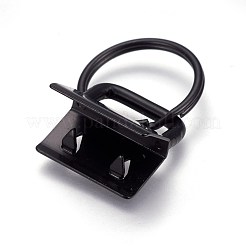 電気泳動鉄スプリットキーホルダー  キーホルダー留め金のパーツ  リボン端部を有します  ブラック  終了：20~21x20~21x13~14mm  リング：24x2.5mm&nbsp;IFIN-WH0044-02A