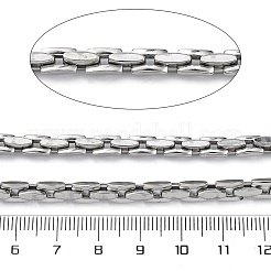 304ステンレススチールボストンリンクチェーン  スプールで  ハンダ付け  ステンレス鋼色  7.5x5x2.3mm  約32.81フィート（10m）/ロール&nbsp;STAS-P386-05C-P