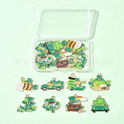 16個 8スタイル 聖パトリックの日 合金ペンダント  エナメル  混合図形  21~28.5x21~28x1.5mm  穴：2mm  2個/スタイル&nbsp;ENAM-FS0002-85