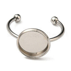 Tarnish Resistant 304 Stainless Steel Open Cuff Ring Findings&nbsp;STAS-H215-01B-P