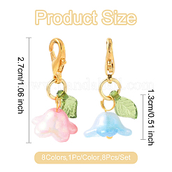 8色の花のアクリルペンダントデコレーション8個  合金製カニカン付き  ミックスカラー  27mm  1pc /カラー&nbsp;HJEW-FS00034-04