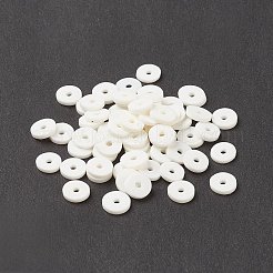 手作り樹脂粘土ビーズ  ジュエリー工芸用品のDIY用  ディスク/フラットラウンド  ヒシビーズ  ホワイト  6~6.5x1mm  穴：1.6~1.8mm  約9500~13250個/500g&nbsp;CLAY-XCP0001-21A-05