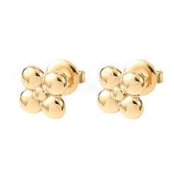 304ステンレススチールフラワースタッドピアス  イオンプレーティング（ip）  18KGP本金メッキ  8x8mm&nbsp;EJEW-K268-83G