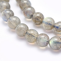 天然石ラブラドライトビーズ連売り  ラウンド  6mm  穴：0.8mm  約63個/連  15.5インチ（39.5cm）&nbsp;G-O166-08-6mm