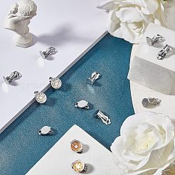 316ステンレススチール製クリップオンイヤリング金具100個  イヤリングパッドのクリップ  フラットラウンド  ステンレス鋼色  15.5x10x7mm  穴：3mm  トレイ：10mm&nbsp;STAS-UN0034-23