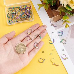 50Pcs Rainbow Color 304 Stainless Steel Leverback Earring Findings&nbsp;STAS-UN0038-46