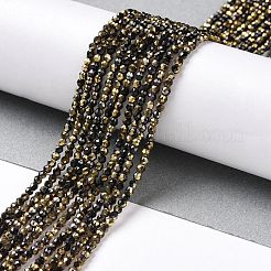 電気メッキガラスビーズセット  半分メッキ  多面カットラウンド  黒メッキ  2mm  穴：0.7mm  約160~178個/連  13.58 ~14.17インチ（34.5~36cm）&nbsp;GLAA-H021-01A-HP04