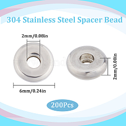 200Pcs 304 Stainless Steel Spacer Beads&nbsp;STAS-SC0006-71
