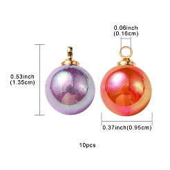 10 個の UV メッキアクリルパーツ  明るい金色の真鍮のパーツと  丸いチャーム  ミックスカラー  13.5x9.5mm  穴：1.6mm&nbsp;FIND-YW0002-05
