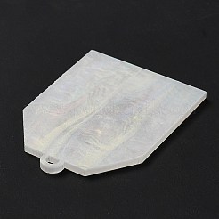 アクリル製の大きなペンダント  天然石風  diy メイキングキーホルダー  ポリゴン  ホワイト  59x44.5x2.5mm  穴：4mm&nbsp;LS-SACR-E005-01A