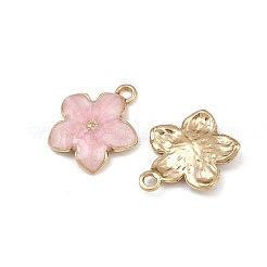 亜鉛合金エナメルペンダント  花  ゴールドカラー  ピンク  16.5x14.5x2.5~3mm  穴：1.5mm&nbsp;PALLOY-I124-10G-A