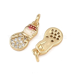 Christmas Brass Micro Pave Cubic Zirconia Enamel Charms&nbsp;KK-L255-19G-07