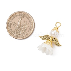 Absプラスチックペンダント  天使  鉄製のループと合金製の翼付き  ミックスカラー  30x22.5x15mm  穴：3.5mm&nbsp;PALLOY-JF04313