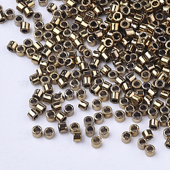 電気めっきシリンダーシードビーズ  均一サイズ  メタリックカラー  ゴールデンロッド  1.5~2x1~2mm  穴：0.8mm  約4000個/袋  約50 G /袋&nbsp;SEED-Q036-02A-B04