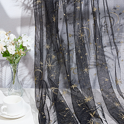 Star Moon Pattern Polyester Lace Mesh Fabric&nbsp;DIY-WH0504-195B