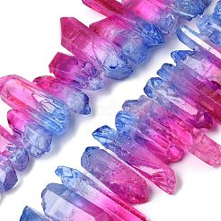 ツートンの天然水晶ビーズ連売り  染め  ファセット弾丸  トップ掘削  24~50x9.5x8mm  穴：1.7mm  約21個/連  7.28''~7.68''（18.5~19.5センチメートル）&nbsp;G-Z131-K01-07