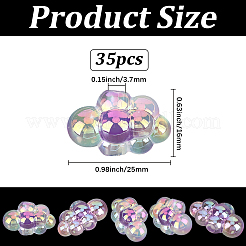 35 個の UV メッキレインボー虹色アクリルビーズ  ツートン  ブドウ  スミレ  25x16x14mm  穴：3.7mm&nbsp;PACR-PA0001-23B
