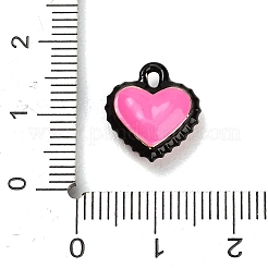 ツートンカラーの合金エナメルペンダント  二重構造のハートチャーム  ブラック  14x13x6mm  穴：1.6mm&nbsp;AL-CBA5AB7-03B