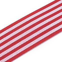 Stripe Pattern Printed Cotton Grosgrain Ribbon&nbsp;OCOR-WH0051-A01
