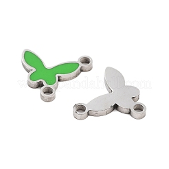 304ステンレススチールエナメルコネクタチャーム  バタフライリンク  ステンレス鋼色  12x11.5x1mm  穴：1.5mm&nbsp;STAS-Z078-21P