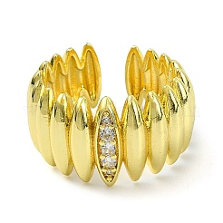 Brass with Cubic Zirconia Open Cuff Ring&nbsp;RJEW-B051-06G