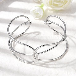 304 Stainless Steel Cuff Bangles for Women&nbsp;BJEW-Z150-01P-03