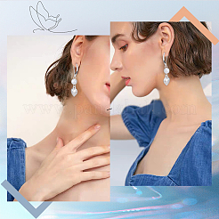 スターリングシルバーのフレンチフックピアス金具4組925個  水平ループ付き  銀  17x10x2mm  穴：1.8mm  ピン：0.5x0.6mm&nbsp;STER-BBC0001-85