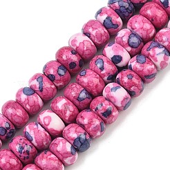 染色された合成リバーストーンビーズ連売り  ロンデル  サクランボ色  10x6mm  穴：1.2mm  約62個/連  15.63''（39.7センチメートル）&nbsp;G-Z105-C01-01A