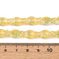 透明電気メッキガラスビーズ連売り  魚  ABカラーメッキ  ゴールド  15x8.1x5mm  穴：0.9~1mm  約55個/連  25.59''（65センチメートル）&nbsp;GLAA-T023-40B-03