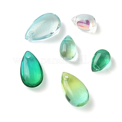 120個6色透明ガラスチャーム  染め＆加熱  ティアドロップ  ミックスカラー  9~13.5x6~8x5~5.5mm  穴：1mm  20個/カラー&nbsp;GLAA-GA0001-80