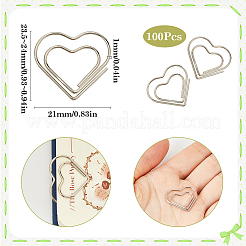 100Pcs Heart Shape Iron Paper Clips&nbsp;TOOL-WH20002-03A-P