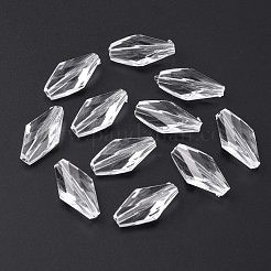 透明なアクリルビーズ  多面カット  ティアドロップ  ホワイト  20x11x6mm  穴：1.5mm  約813個/500g&nbsp;TACR-S078-01