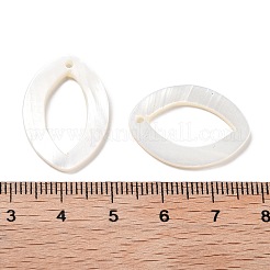 天然淡水シェルのペンダント  フラットオーバルチャーム  フローラルホワイト  24.5x17x2mm  穴：1.4mm&nbsp;SHEL-D082-07A