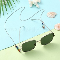 Dyed Colorful Natural Lava Rock Disc Beaded Eyeglasses Chains&nbsp;AJEW-EH00389