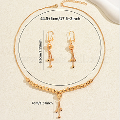 Vintage Brass Round Beaded Tassel Necklace & Earrings for Women&nbsp;KK0094