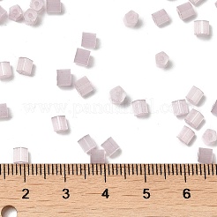ガラスシードビーズ  模造キャットアイ  丸い穴  六角  ラベンダーブラッシュ  3.5x3.8x3.5mm  穴：1mm  約6338個/ポンド&nbsp;SEED-H002-D-A818