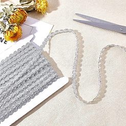 ポリエステルリボン  カード付き  波の模様でフラット  服飾材料  銀  3/8インチ（10mm）  25ヤード/カード&nbsp;OCOR-WH0068-04A