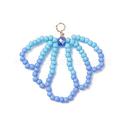 3Pcs Glass Seed Beaded Shell Shapes Pendants&nbsp;PALLOY-MZ01174