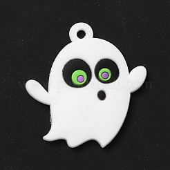 ゴーストPVCペンダント  ハロウィン用  ホワイト  39x37.5x2.5mm  穴：3mm&nbsp;LS-KY-F018-04