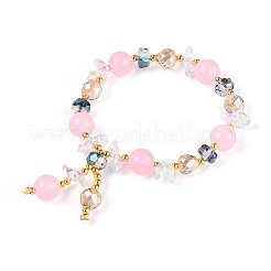 Natural Chalcedony and Glass Beads Charm Bracelets&nbsp;BJEW-T022-14E