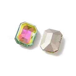 ガラスラインストーンカボション  フラットバック＆バックメッキ  多面カット  長方形  vitrail rose  8x6x3.5mm&nbsp;RGLA-L029-03B-VRLA