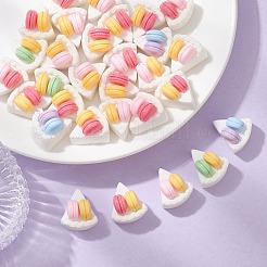 30 個不透明樹脂模造食品カボション  三角ケーキとマカロン  ミックスカラー  22x20.5x17mm&nbsp;RESI-CJ0003-63
