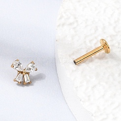 F136 Titanium Pave Clear Cubic Zirconia Bowknot Internally Threaded Labrets&nbsp;ME-CBA9828-05G