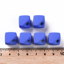 アクリルビーズ  ラバー加工スタイル  片穴  ギャップキューブ  藤紫色  13.5x13.5x13.5mm  穴：3.5mm&nbsp;OACR-S039-04-86