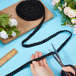 ポリエステルレーストリム  プラスチックボール付き  衣類用アクセサリー  ブラック  1/4~1/2インチ（6.5~12.5mm）  約100.00ヤード（91.44m）/ロール&nbsp;OCOR-WH011-164A